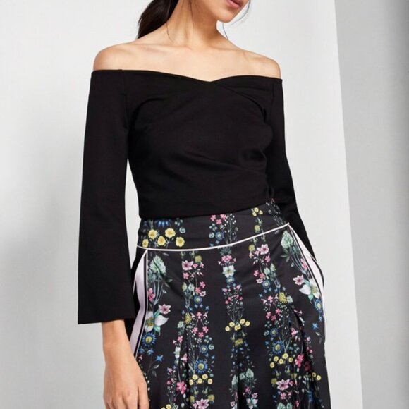 Ted Baker Tops - Ted Baker Iryne Bell Sleeved Bardot Top‎ Size 1 or US 4 Black Off The Shoulder